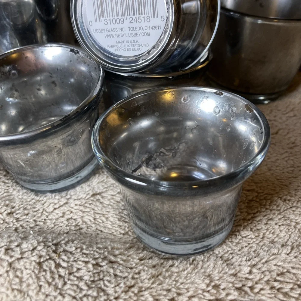 Libbey Glass Set Of 12‎ Shot Glass Cocktail Bar Espresso Tea Light Votive Silver